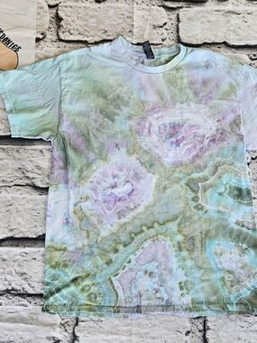 Adult Tie-Dye Short Sleeve Tee in Pastel Green & Purple
